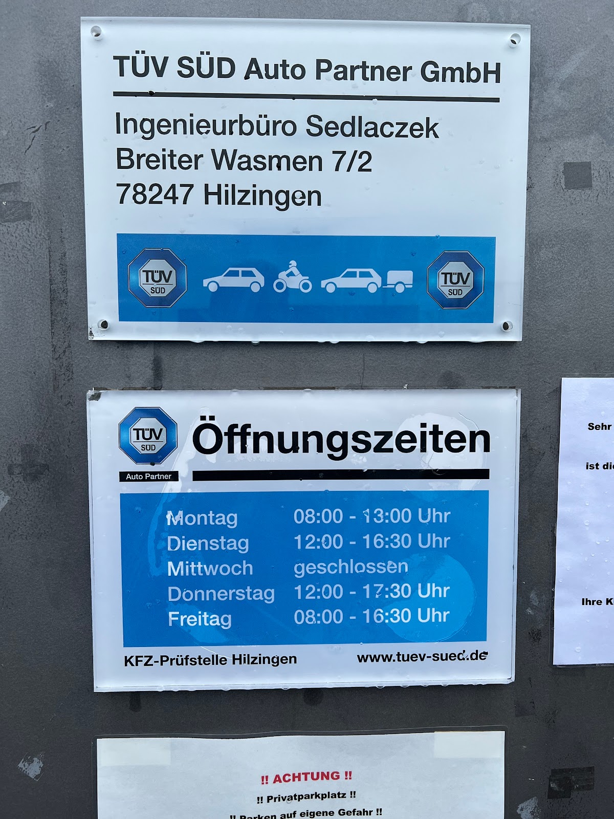TÜV SÜD Auto Partner Prüfstelle Hilzingen Ingenieurbüro Sedlaczek